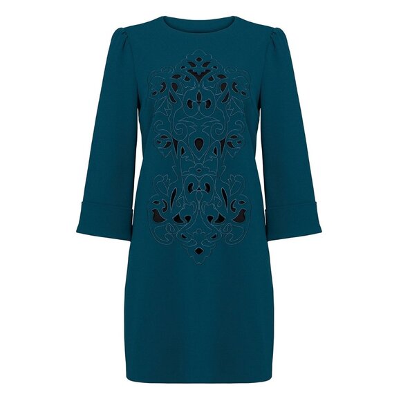 NWT Womens Size 6 8 Cynthia Steffe Dark Teal Green Anya Embroidered Shift Dress - Picture 1 of 8